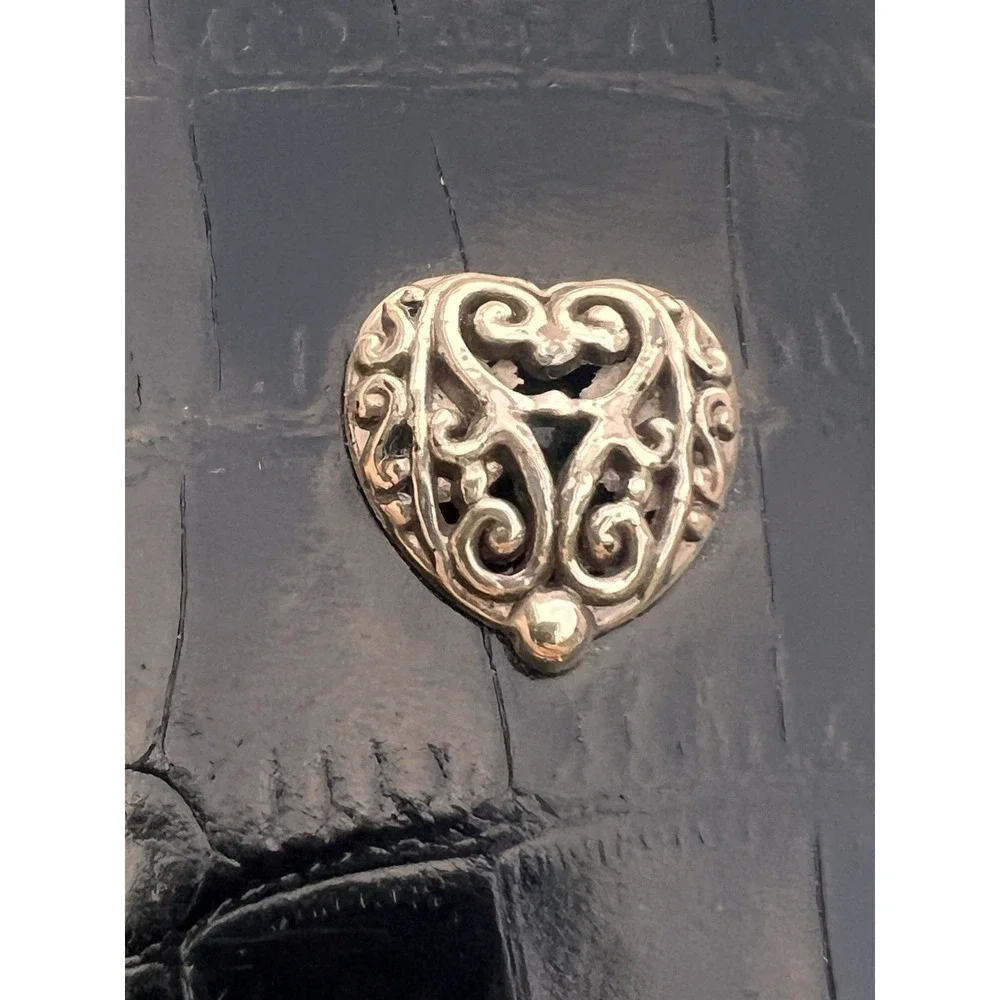 Brighton Black Croc Embossed Notepad Memo Holder Heart Pen Desk Accessory